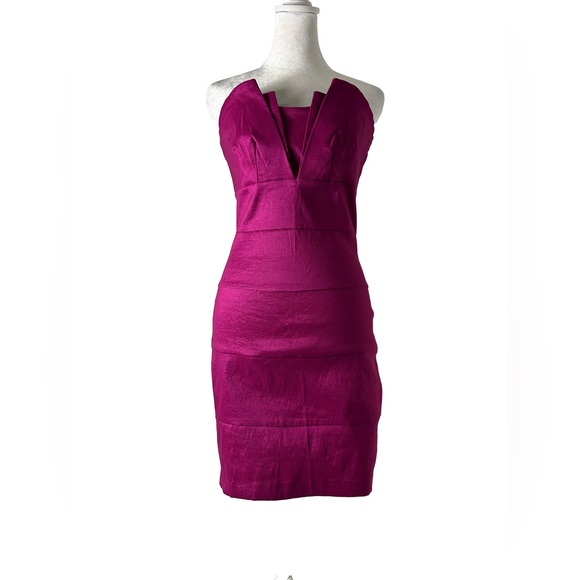 Charlotte Russe Fuchsia Satin-Textured Strapless Bodycon Dress – Size 6 - Picture 7 of 8